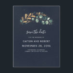 Green, Navy Blue and Gold Vintage Save the Date Announcement Postcard<br><div class="desc">Greenery,  navy blue and gold save the date postcards</div>