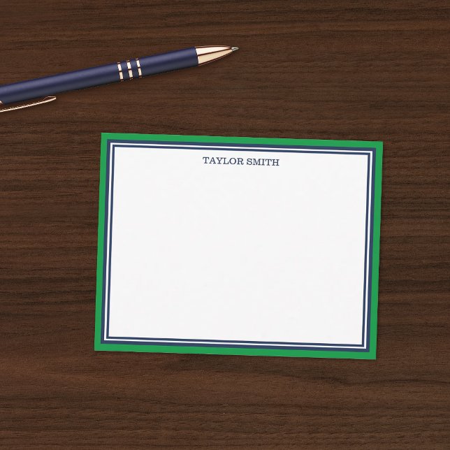 Green & Navy Blue Borders Add Your Name Card (Creator Uploaded)