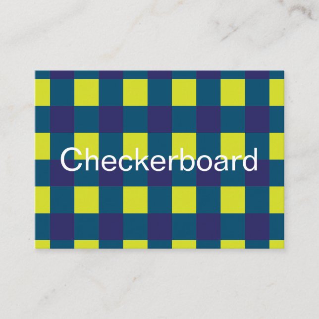 Green Navy Blue Chequerboard  Business Card (Front)