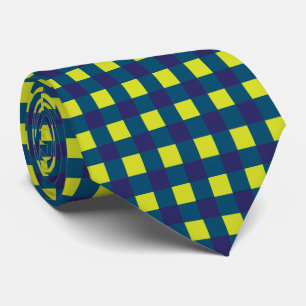 Green Navy Blue Chequerboard Tie