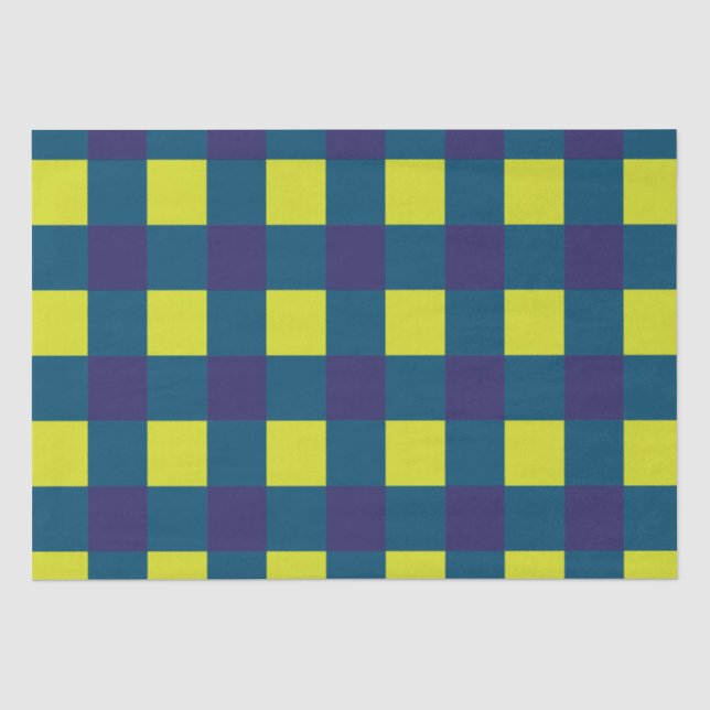 Green Navy Blue Chequerboard  Tissue Paper (Front)