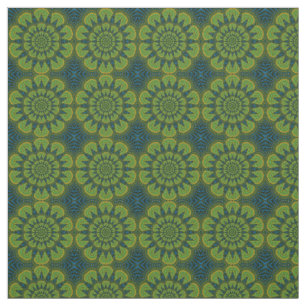 Green Navy Blue Modern Ethnic Textile Tribal Print Fabric
