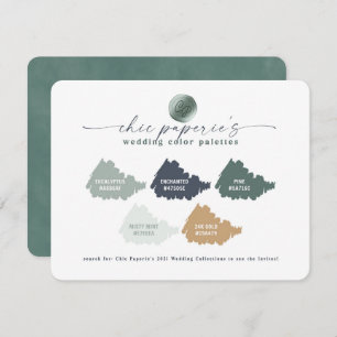 Green Navy Gold Summer Wedding Colour Palette Card
