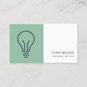 GREEN NAVY GREY ELECTIC BULB ELECTRICIAN ELECTRIC BUSINESS CARD