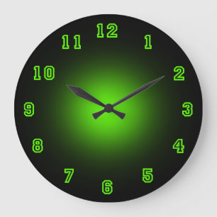 Green Neon 10.75" Large Clock