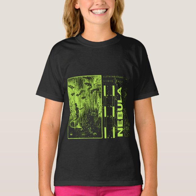 Green Neon And Black Hipster Modern Nebula  Hoodie (Front)