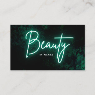 Green Neon Beauty Salon Business Card