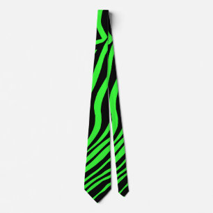 Green neon colour zebra pattern tie