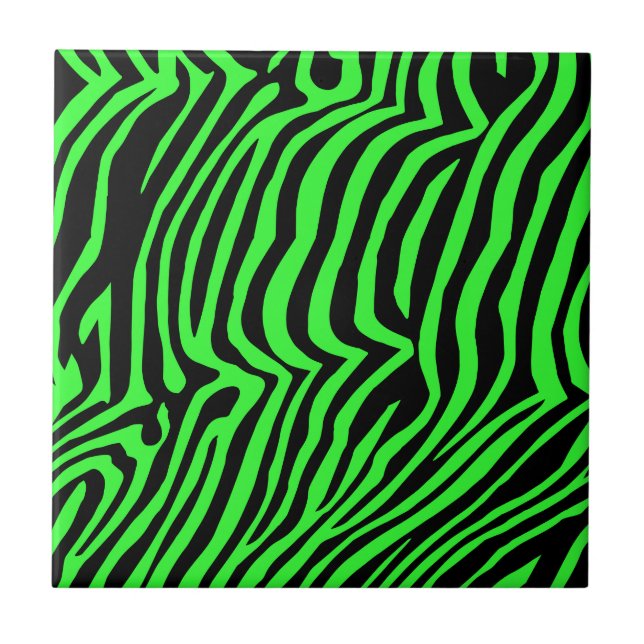 Green neon colour zebra pattern tile (Front)