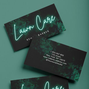 Green Neon Lawncare & Landscaping Business Card