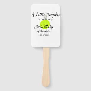 Green neon pumpkin little pumpkin is on it's way hand fan