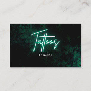Green Neon Tattoo Artist Business Card