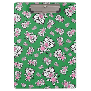 Green nerd cow pattern clipboard