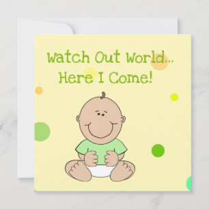 Green Neutral Bald Baby Baby Shower Invitation