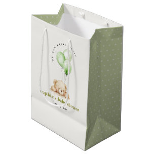Green Neutral Bearly Wait Balloon Baby Shower Medium Gift Bag