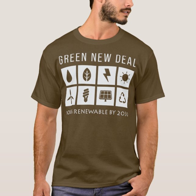 Green New Deal Climate Change Activist AOC Green T-Shirt (Front)