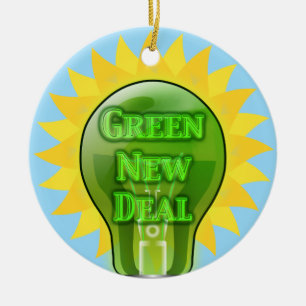Green New Deal Light Bulb Ceramic Tree Decoration