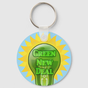 Green New Deal Light Bulb Key Ring