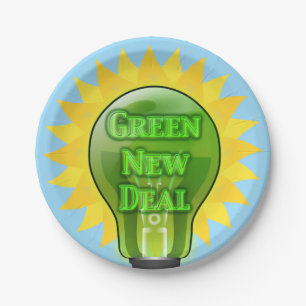Green New Deal Light Bulb Paper Plate