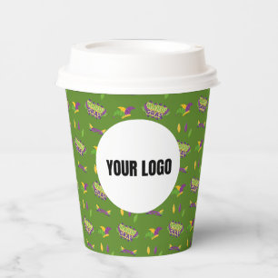 Green New Orleans Jester Mardi Gras Custom Logo Pa Paper Cups