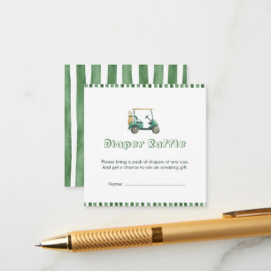 Green New to the Club Golf Cart Diaper Raffle  Enclosure Card