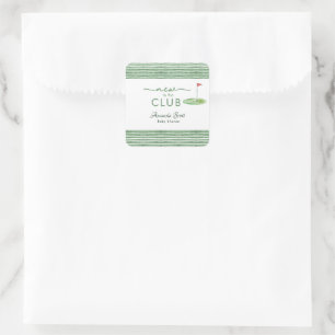 Green New to the Club Golf Theme Baby Shower Square Sticker