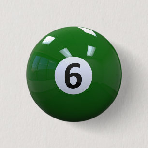Green No. 6 Billiard Pool Ball 3 Cm Round Badge