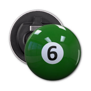 Green No. 6 Billiard Pool Ball Bottle Opener