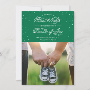 Green "No More Silent Nights" Holiday Photo Card