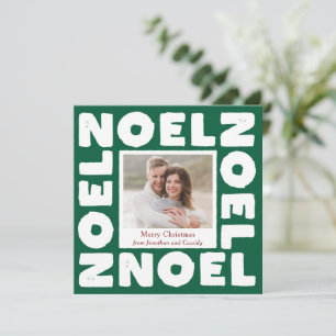 Green Noel Contemporary Typography Photo Holiday Card