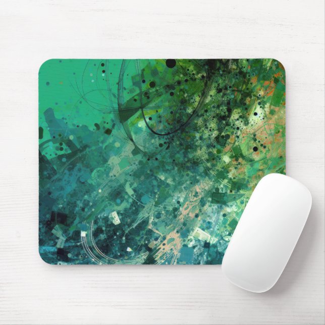 Green Noise Abstract Mouse Pad (With Mouse)