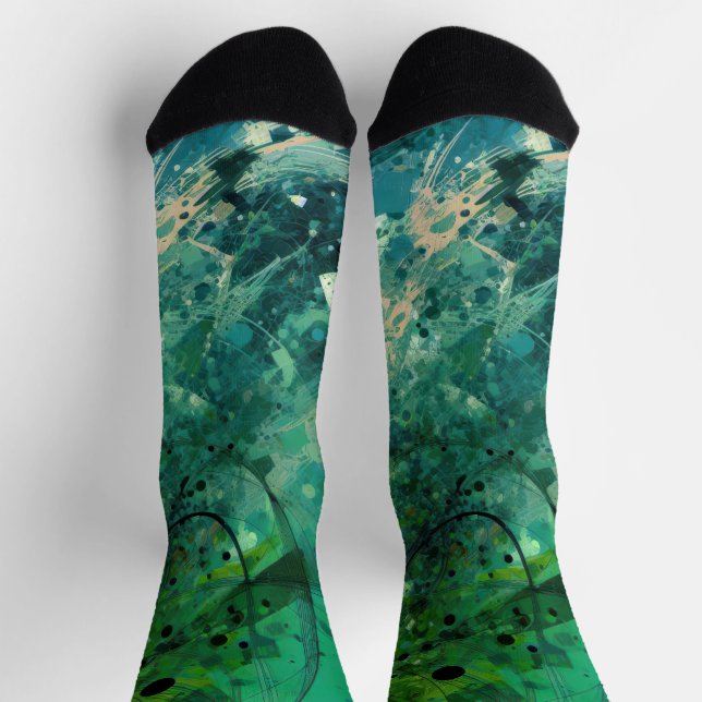 Green Noise Abstract Socks (Top)