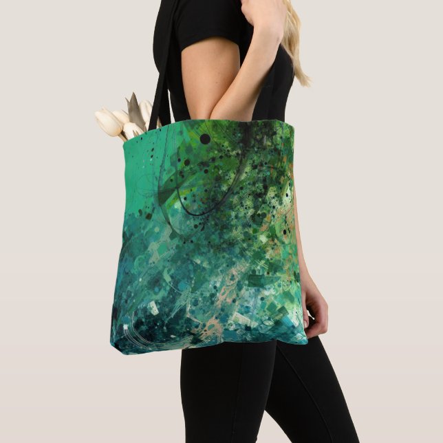 Green Noise Abstract Tote Bag (Close Up)