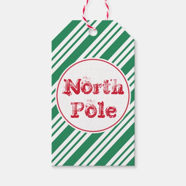 Green North Pole Gift Tags (Front)