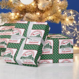 Green North Pole Special Santa Delivery Dotted Wrapping Paper