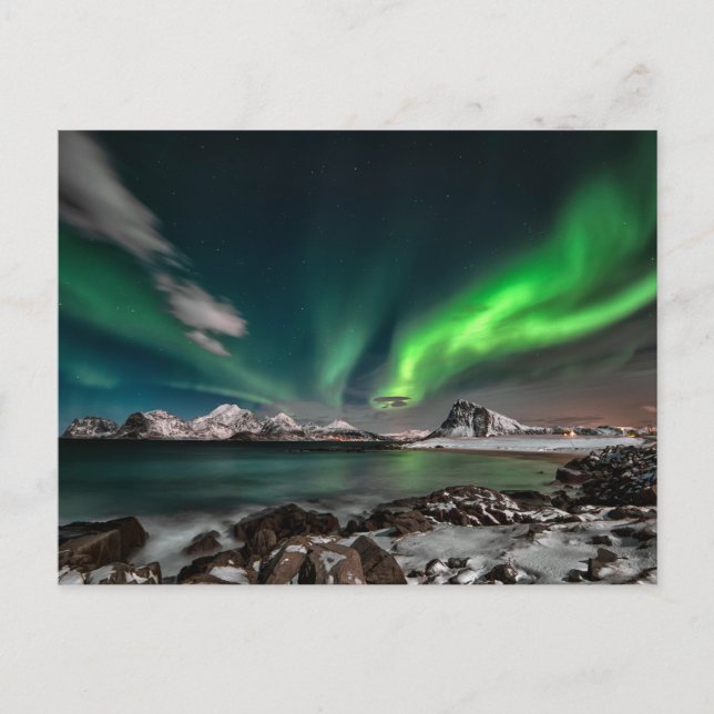 Green Northern Lights Arctic  Postcard (Front)