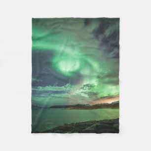 Green Northern Lights Fleece Blanket