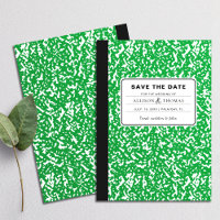 Green Notebook Teacher Funny Save The Date Wedding