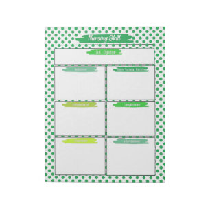 Green Nursing Student Skills Template Notepad