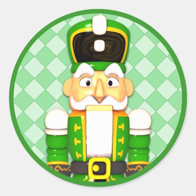 Green Nutcracker Christmas Holiday Stickers (Front)
