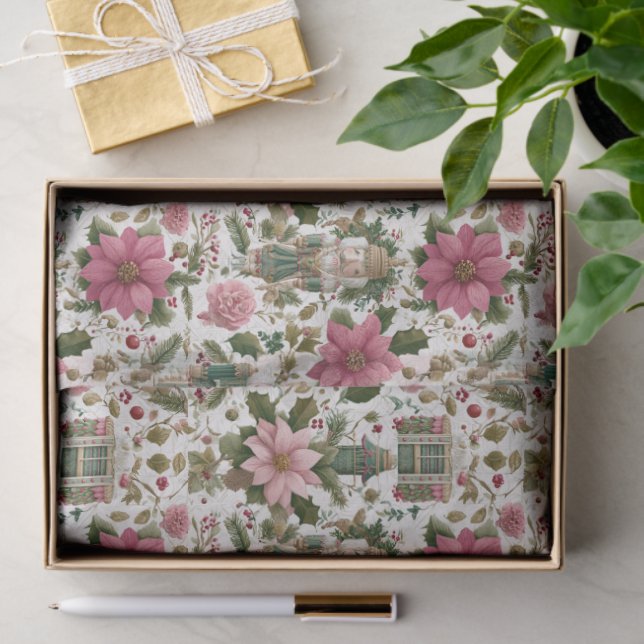 Green Nutcracker with Holiday Florals Tissue Paper (Gift)