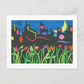 Green NYC at Night Postcard