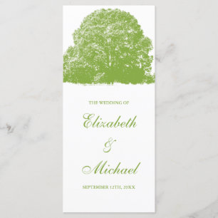 Green Oak Tree Fall Wedding Program Programme