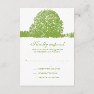 Green Oak Tree Fall Wedding Response Card