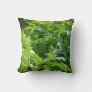 Green Oak Tree Leaves Throw Pillow