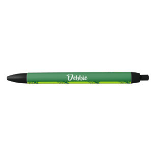 Green oaktree pattern black ink pen