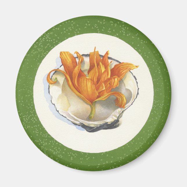 GREEN OCEAN ASH TRAY WITH ORANGE ACCENT MAGNET (Front)