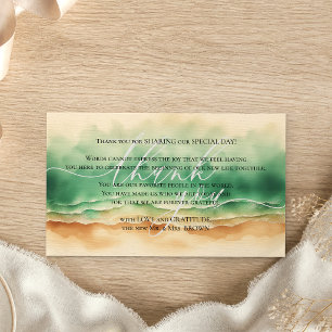 Green Ocean Beach Thank You sharing wedding day Enclosure Card