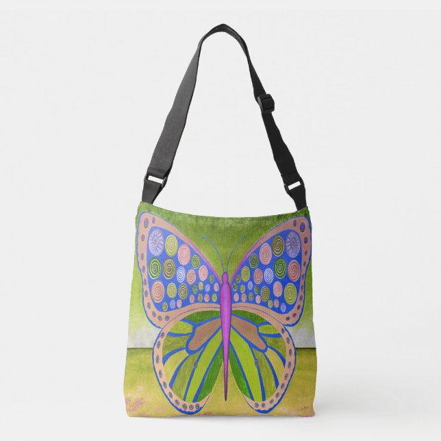 Green Ocean Butterfly Crossbody Bag (Front)