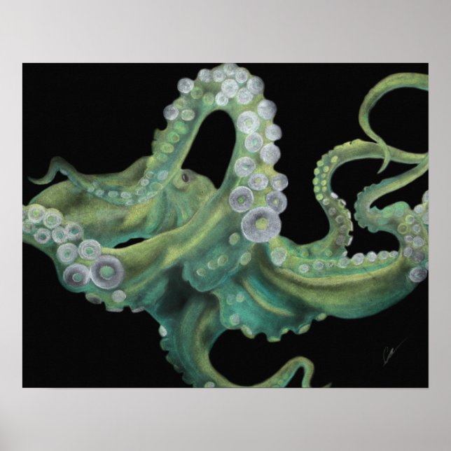 Green Octopus 20 x 16 Poster (Front)